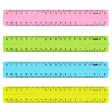 Линейка 20см СТАММ, пластиковая, с держателем, прозрачная, неоновые цвета, ассорти