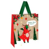 Пакет подарочный 18*23*10см MESHU "Happy New Year", отд. фольгой, выб. лак, крафт