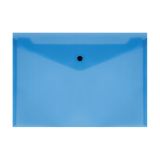Папка-конверт на кнопке СТАММ А4, 150мкм, пластик, прозрачная, синяя