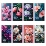 Блокнот А6 32л., на скрепке BG "Цветочное настроение", блестки