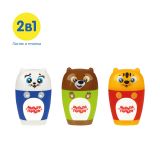 Точилка пластиковая с ластиком Мульти-Пульти "Зверята" 1 отверстие, контейнер, ассорти