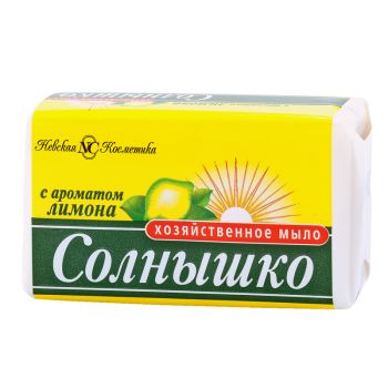 Мыло хозяйственное Солнышко, с ароматом лимона, 72%, пленка, 140г Мыло хозяйственное Солнышко, с ароматом лимона, 72%, пленка, 140г